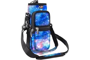 AUPET Water Bottle Sling Bag Sleeve Holder Carrier 25/32/40/64 oz,Insulated Crossbody Water Bottle Case Cover Pouch with Strap and Pockets for Men/Women Walking Hiking Camping Gym