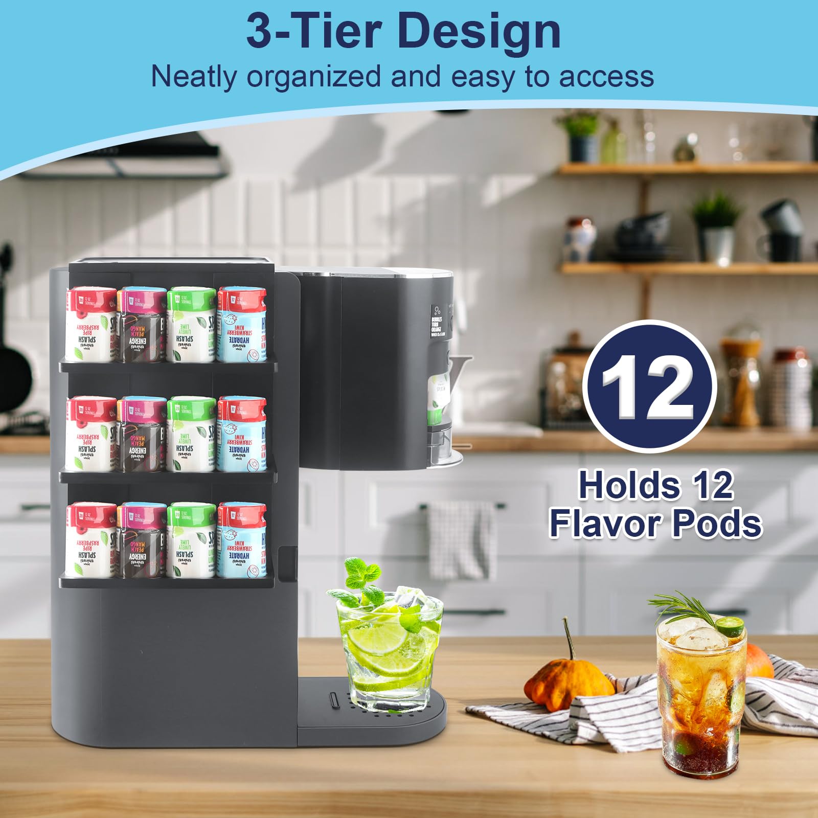 Soda Machine Flavor Pod Holder for Ninja Thirsti Drink System, 12-Flavor Storage Holder for Ninja Thirsty Drink System Pod Organizer for Ninja Thirsty Flavor Pods, Flavored Water Drops Upgrade