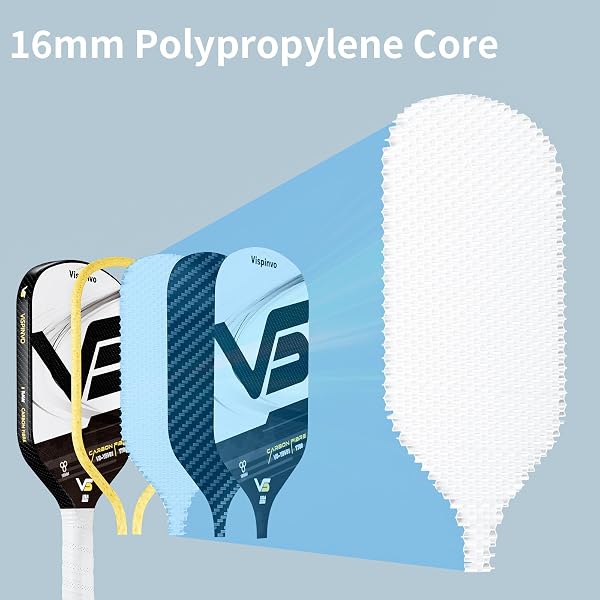 VISPINVO 16MM EDGELESS PICKLEBALL PADDLE, 3K T700 THERMOFORMED RAW CARBON FIBER PICKLEBALL PADDLE, USAPA APPROVED, FOAM INJECTED EDGES FOR EXPANDED SWEET SPOT, CONTROL AND BALANCE