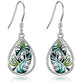 URONE Monstera Earrings 925 Sterling Silver Palm Leaf Earrings Tropical Plant Earrings Monstera jewelry Gifts for Women