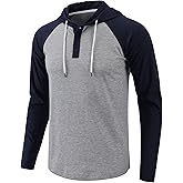 Dokotoo Men Men's Casual Sweatshirts Fall Hooded Long Sleeve Shirts Drawstring Color Block Pullover Hoodies
