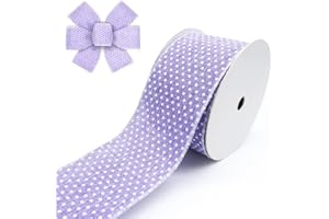 Spring Easter Ribbons for Wreath Bows Wrapping Gifts, Polka-Dots Purple Ribbons for Easter Decoration DIY Crafts, 2.48" X 10 