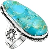 Sterling Silver Genuine Gemstones & Turquoise Ring (SELECT color)
