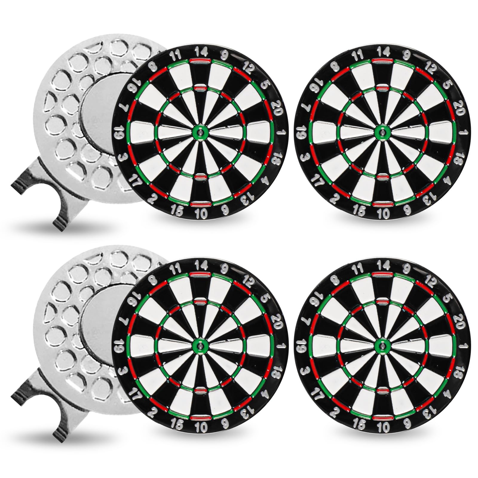 FINGER TEN Golf Hat Clip with Ball Marker Magnetic Value Gift Set, Alignment Clips Attaches Easily to Hat Caps Belt Fashion Pattern Training Aids Accessories for Men Women Durable Removable (Style 2)