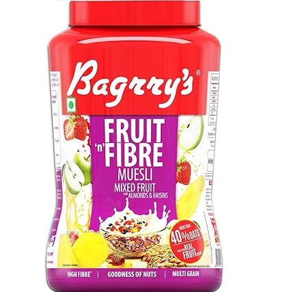 Bagrry's Fruit N Fibre, Mixed Fruit Muesli, 1000g Jar