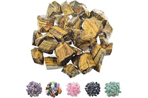 FORBY 1 lb Bulk Tiger's Eye Rough Stones - Large 1" Natural Raw Stones Crystal for Tumbling, Cabbing, Fountain Rocks, Decoration,Polishing, Wire Wrapping, Wicca & Reiki Crystal Healing