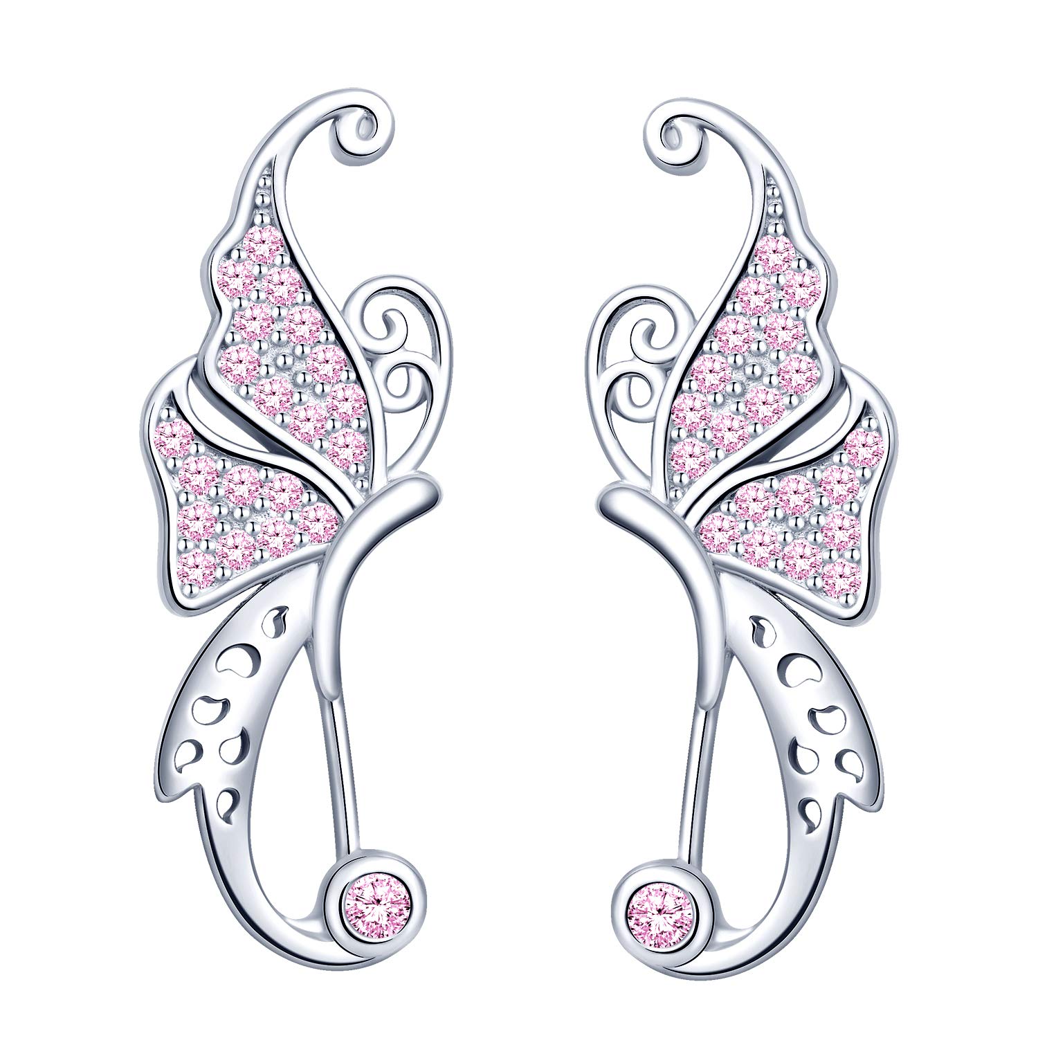 Yumilok 925 Sterling Silver Earrings Women's Earring Elf Ear Studs Ear Nail with Zircon