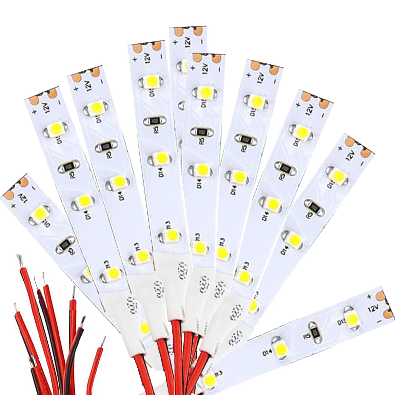 WANGCL 10PCS 3LED 12V LED Strip Light for Model Lead Warm White Lighting Fit for Model House, Trains, and RC Cars