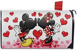 FBCOO Valentine's Day Mailbox Cover Magnetic Standard Size 21"x19", Cartoon Mouse Red Love Heart Decorative Post Letter Box Wrap Decor, Anniversary Wedding Holiday Garden Yard Outdoor Decoration