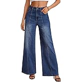 Trendy Queen Womens Wide Leg Jeans - High Waisted Baggy Pants, Soft Comfort Cotton Denim with a Relaxed Fit