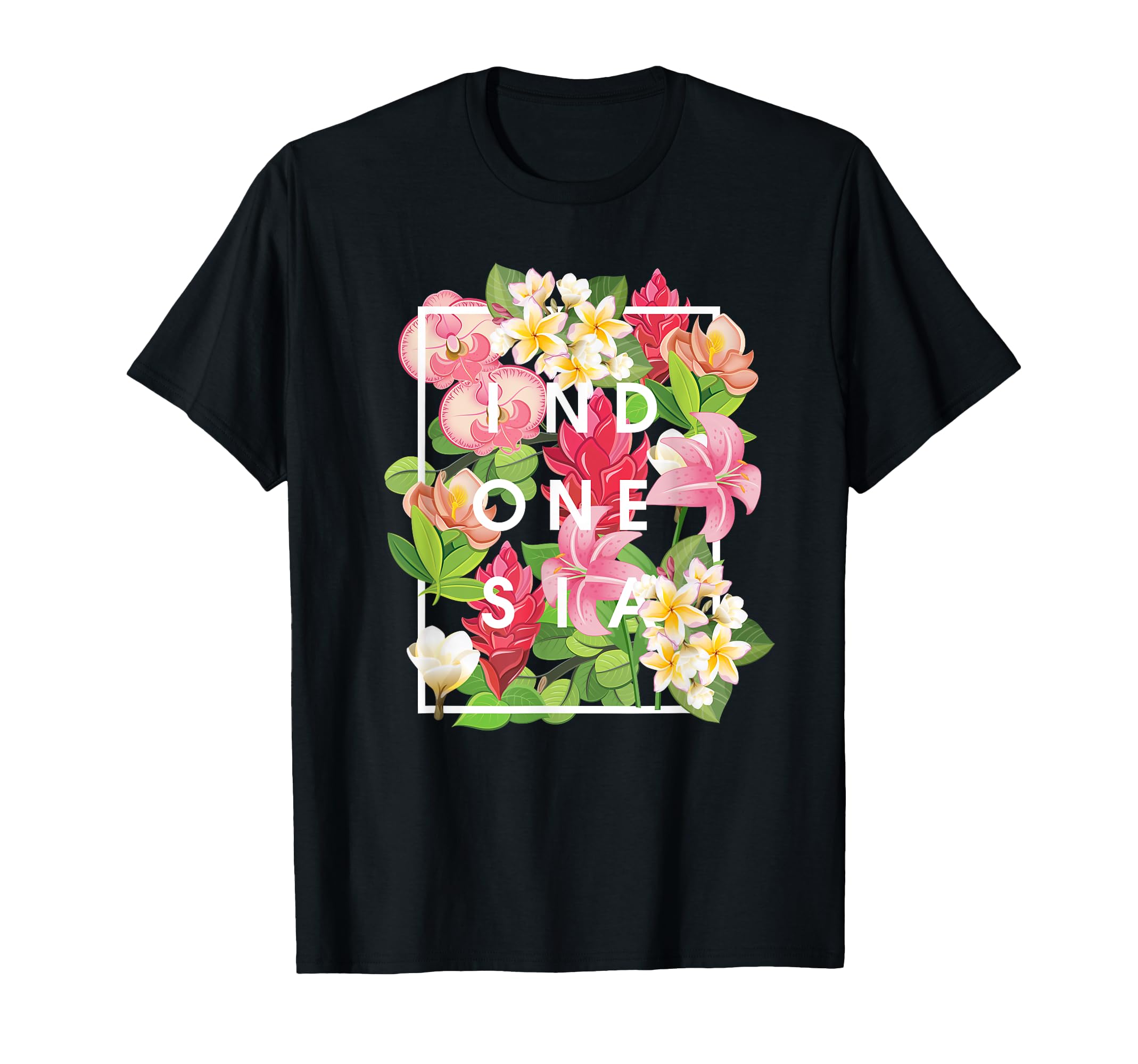 Flowers of Indonesia Word Art - Indonesian Pride T-Shirt