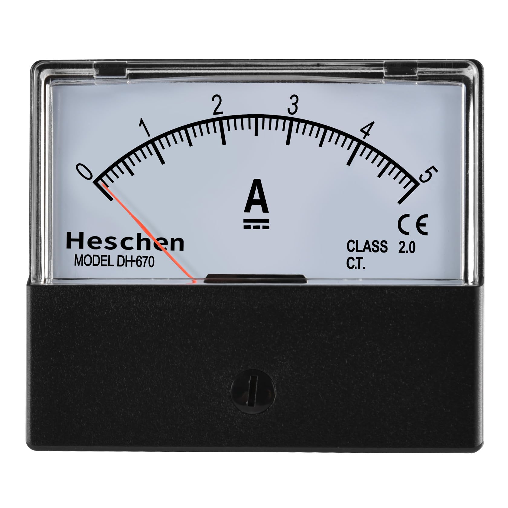Heschen Rectangle Panel Mounted Current Meter Ammeter Tester DH-670 DC 0-5A Class 2.0 CE listed