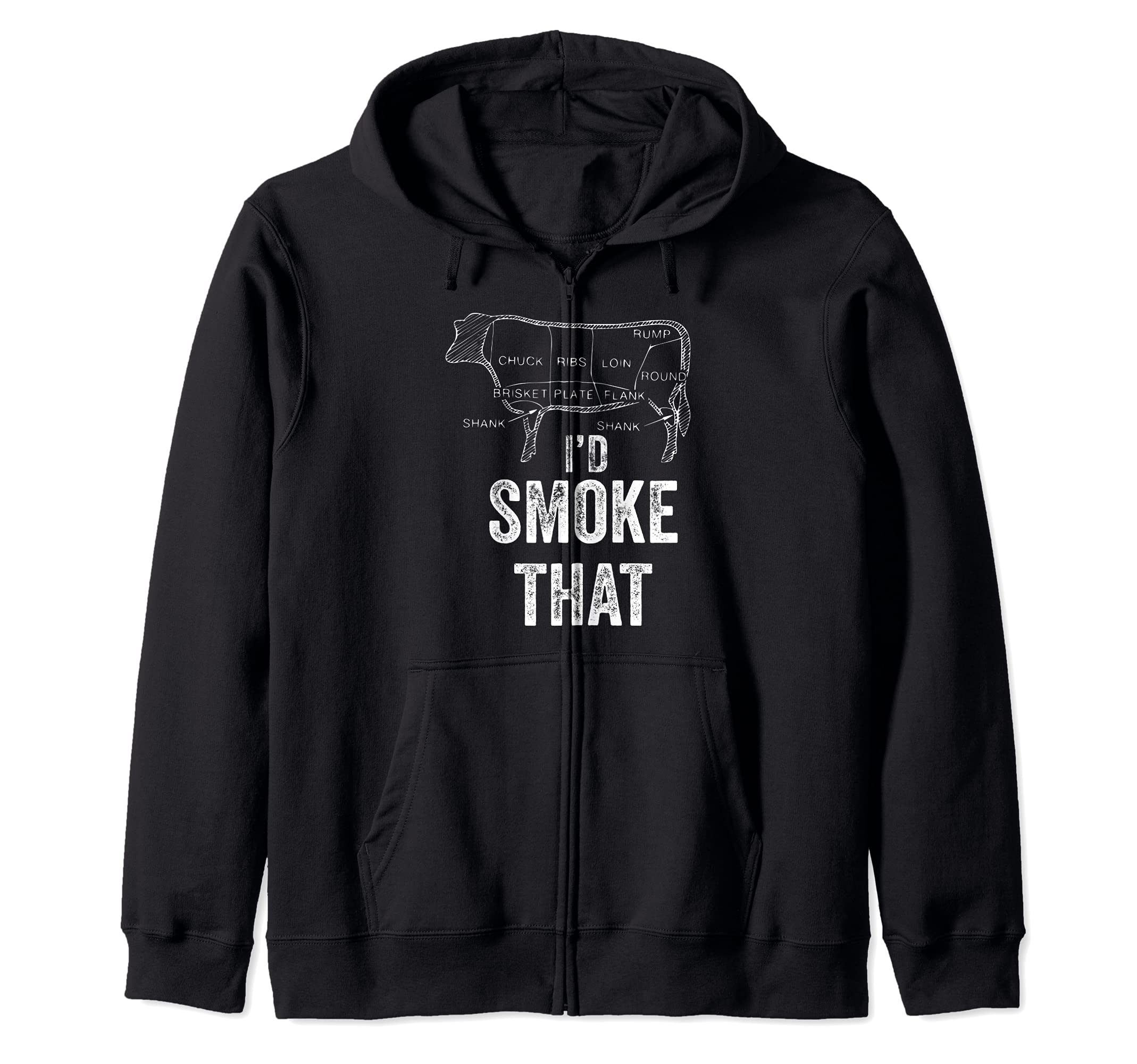 I'd Smoke That BBQ Grill Barbecue Cooking Outdoor Grilling Zip Hoodie