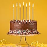 DONQL Birthday Candles 24Pcs Tall Thin Cake Candles with Holders 14cm Champagne view 4