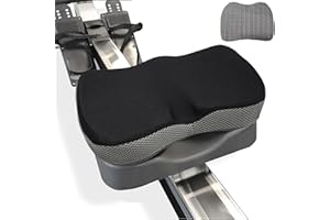 BANKQF Rowing Machine Seat Cushion for Concept 2 Rower – Memory Foam Pad with Non-Slip Base & Washable Cover – Fits Concept 2 Model D/E, WaterRower, Recumbent Bike & Indoor Rowers