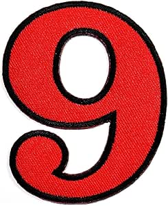 Parche número 9 rojo de 3 pulgadas con logotipo de la marca Zero-Nueve