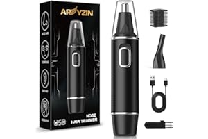 AREYZIN Nose Hair Trimmer for Men,Rechargeable Ear and Nose Trimmer,2 in 1 Painless Professional Eyebrow & Facial Hair Trimmer with IPX7 Waterproof Dual Edge Blades (Black)