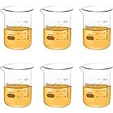 ULAB Scientific Glass Beakers, Vol. 500ml, 3.3 Borosilicate Griffin Low Form with Printed Graduation, Pack of 6, UBG1038