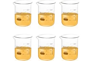 ULAB Scientific Glass Beakers, Vol. 500ml, 3.3 Borosilicate Griffin Low Form with Printed Graduation, Pack of 6, UBG1038