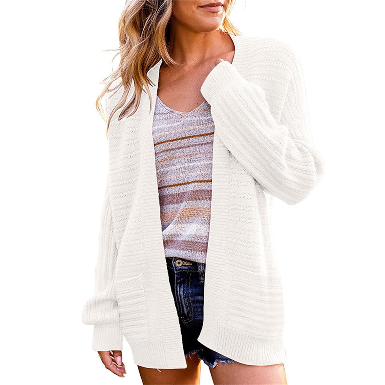 ADJHDFH Long Sweater Cardigan Women Black Long