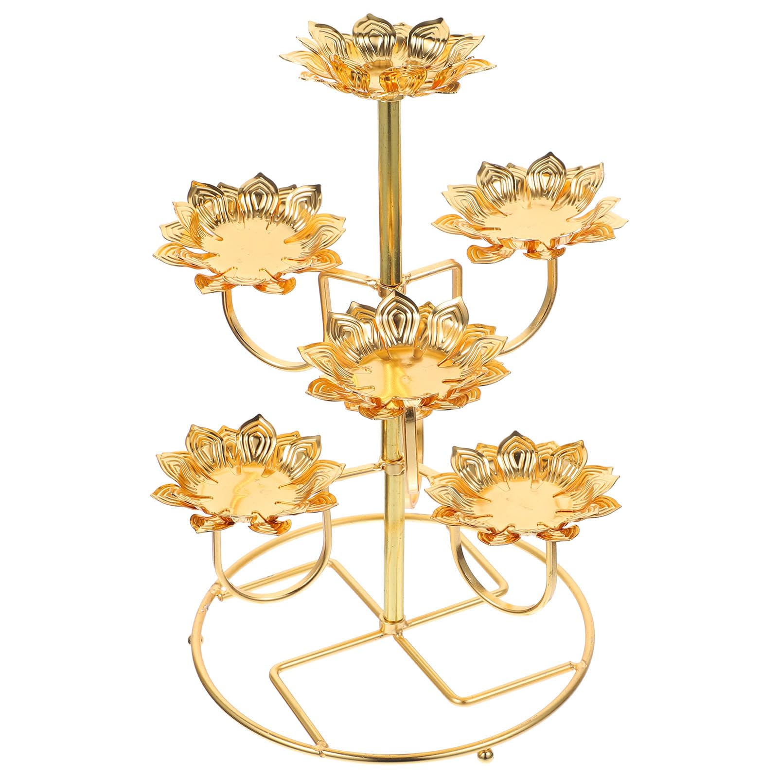 PRETYZOOM Lotus Candle Stand 9.45In Resin Buddha Butter Lamp Base Creative Temple Candle Holder for Home Decor