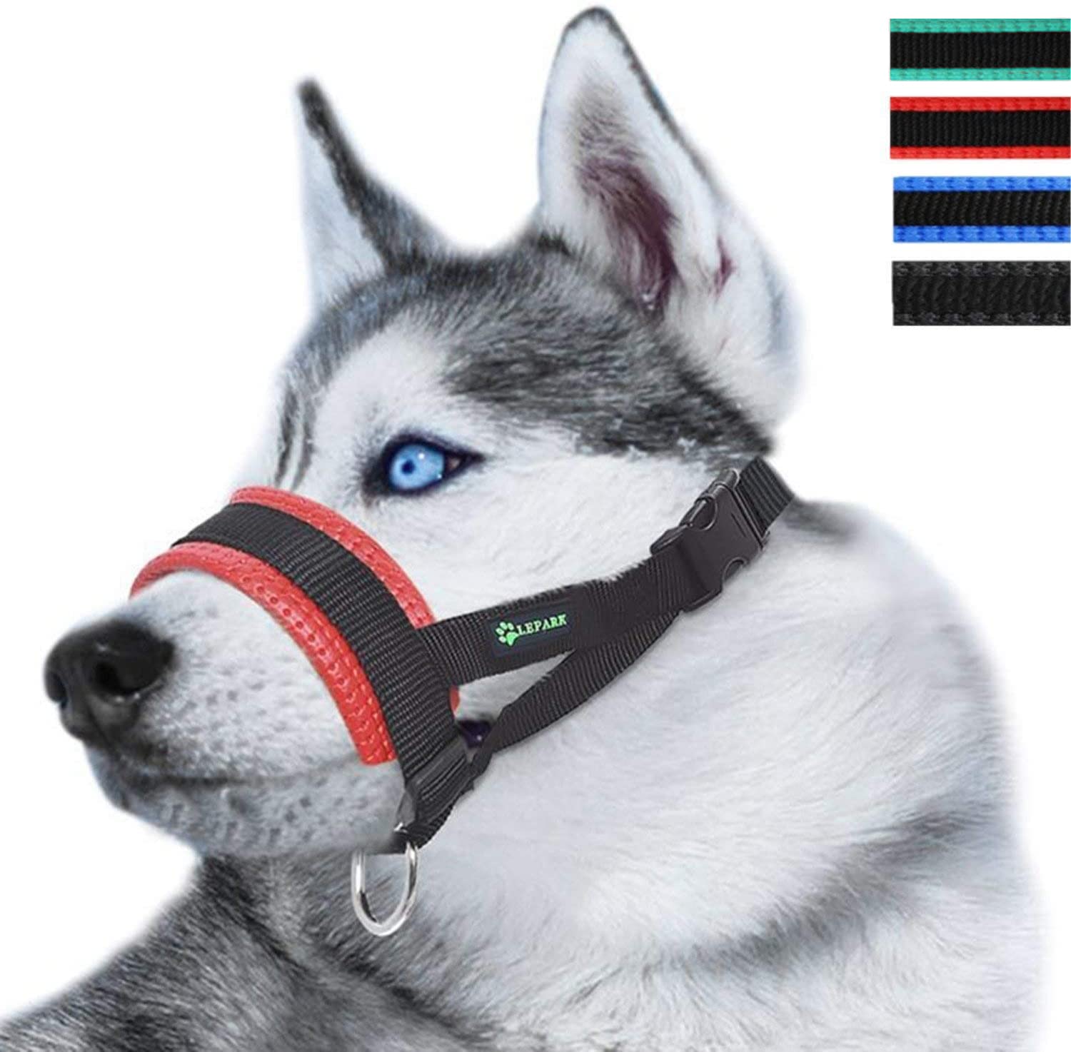 Nylon Soft Dog Muzzle for Dogs Prevent Anti Biting, Barking and Chewing, Adjustable Loop (M, Red)