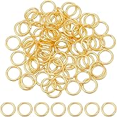 HOBBIESAY 80Pcs 18K Gold Plated Jump Rings 7mm Stainless Steel Open Jump Ring Unsoldered Rings Connectors Small Split Ring Jewelry Making Findings for DIY Crafts