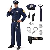 Spooktacular Creations Halloween Cop Costume Men, Blue Police Costume for Cop Adult Halloween Costume Cosplay Party