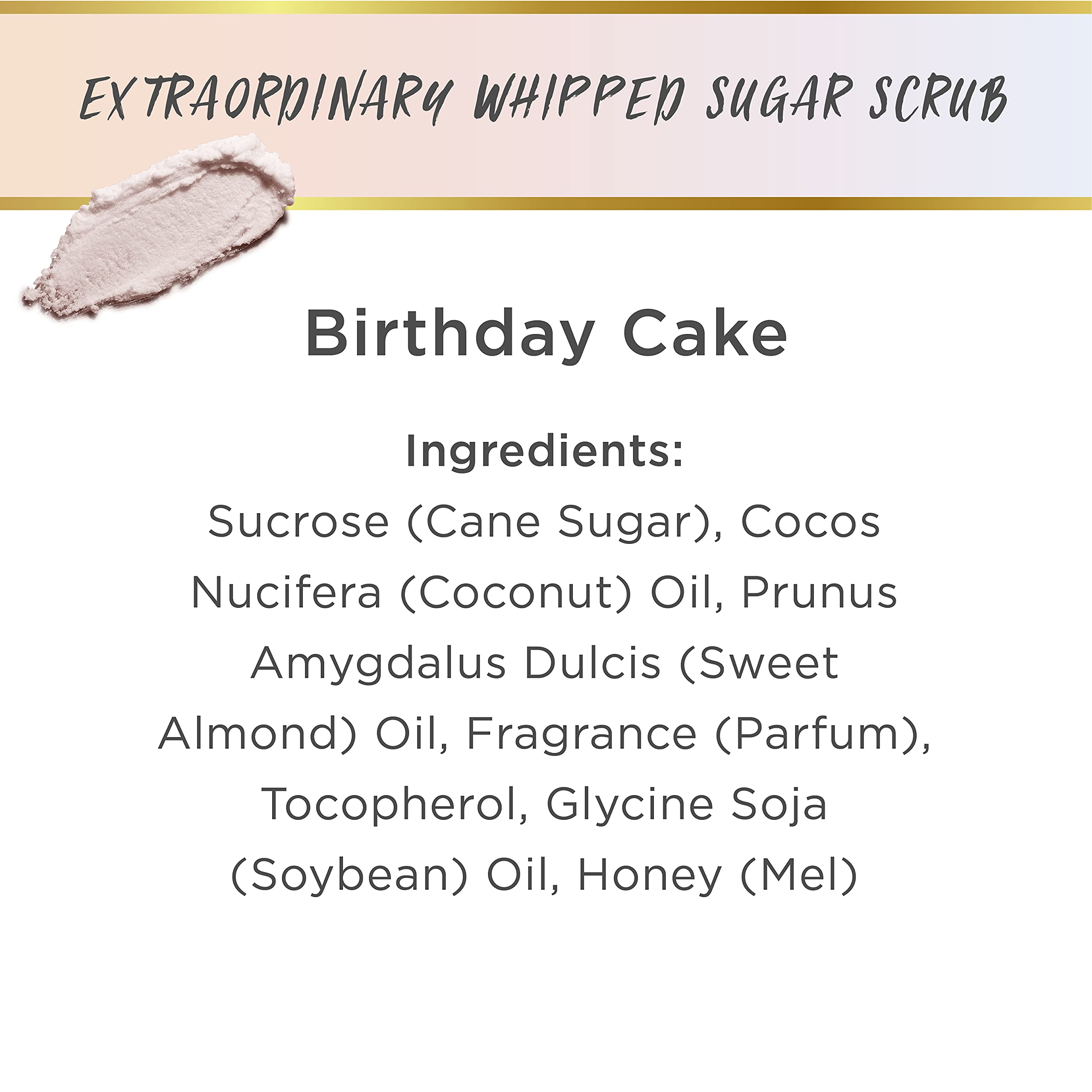 LaLicious Birthday Cake Extraordinary Whipped Sugar Scrub - Pink Shimmer Body & Foot Scrub, Exfoliating & Moisturizing Skin Care with Coconut Oil & Honey, No Parabens (16oz)