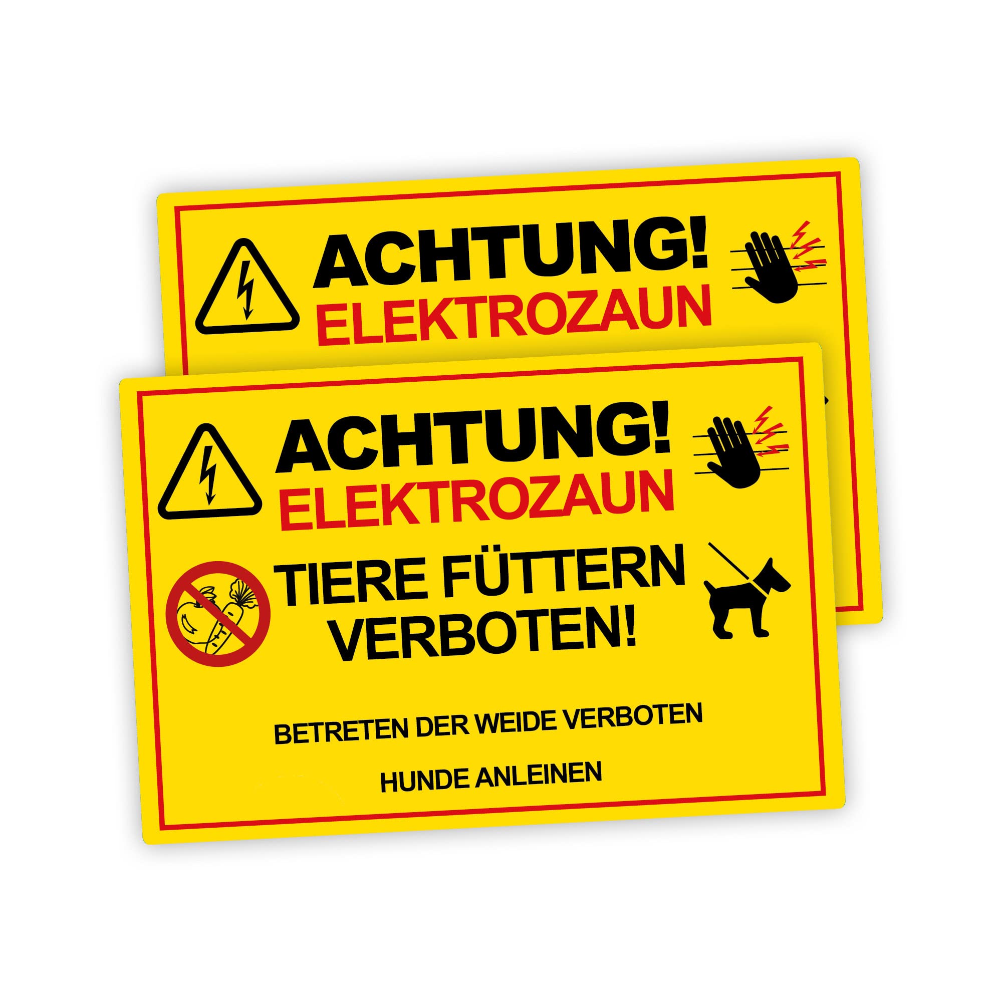 STROBO XXL Achtung ! Electric Fence Animals Feeding Willow No Bettering Sign 30 x 40 cm Made of Sturdy PVC Rigid Foam Board 5 mm with UV Protection Pack of 2
