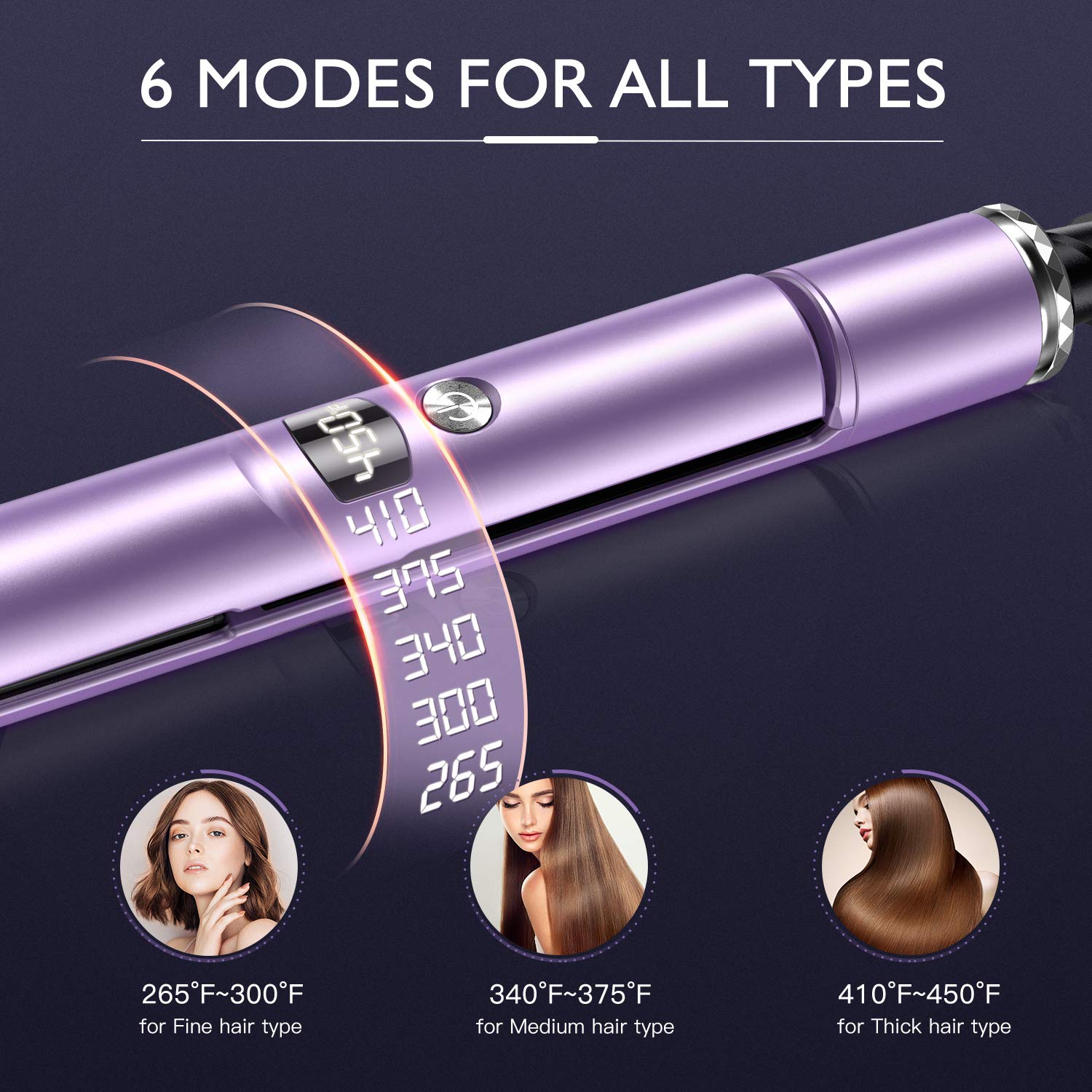 BESTOPE Hair Straightener and Curler 2 in 1 Flat Iron for Hair with Detachable Power Cord Tourmaline Ceramic Hair Straightener Hair Styling Tools Adjustable Temperature 265℉-450℉ : Beauty