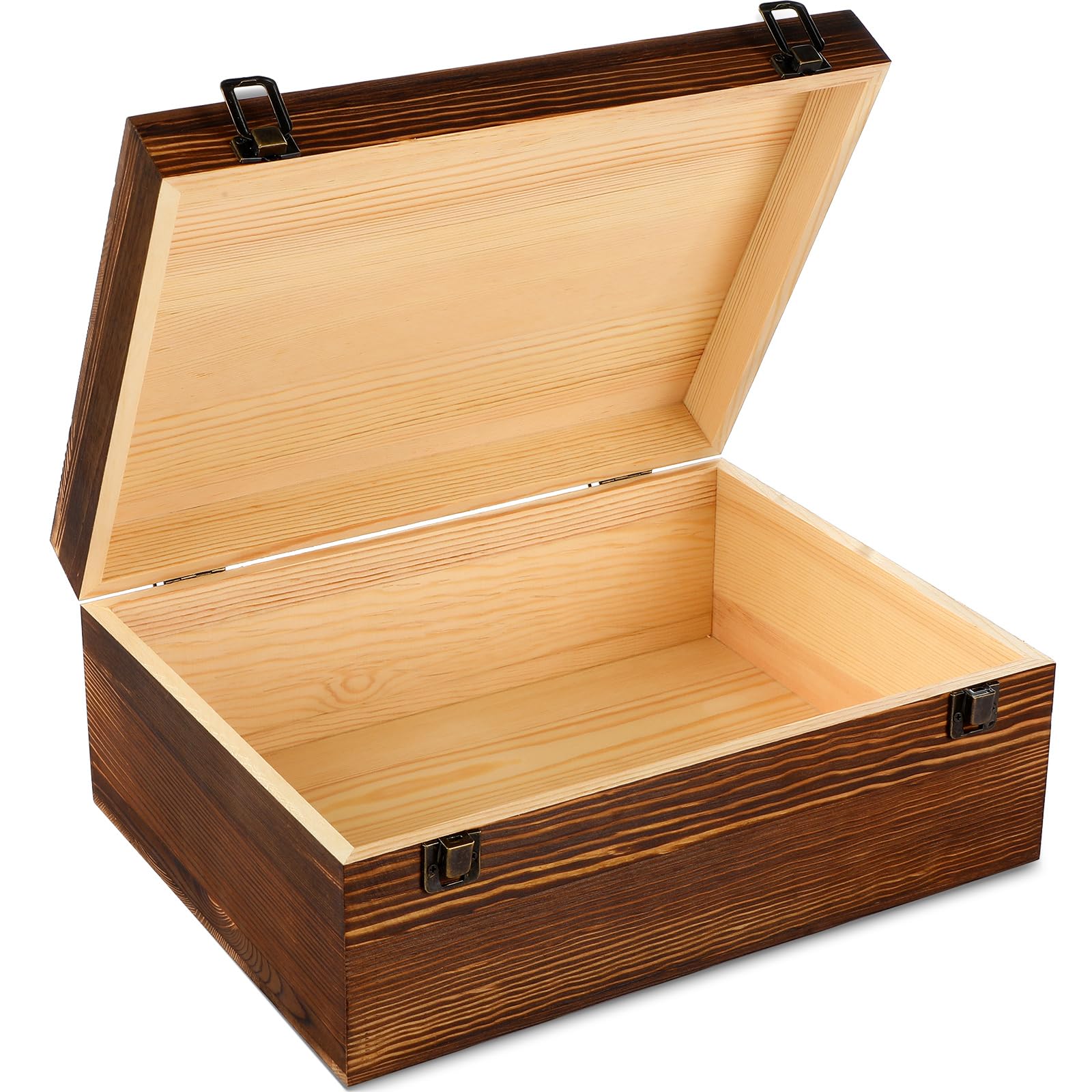 Photo 1 of Barydat Extra Large Wooden Memory Box with Hinged Lid for Keepsakes Unfinished Pine DIY Craft Stash Wooden Box for Arts Gift and Storage Decorative