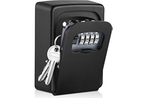 AMMIY Key Lock Box Wall Mounted,4 Digit Combination Weatherproof Lockbox for Outside House,5 Keys Large Capacity Lockbox,Key Safe Security Storage Lock Box with Resettable Code for Indoor Outdoor Garage