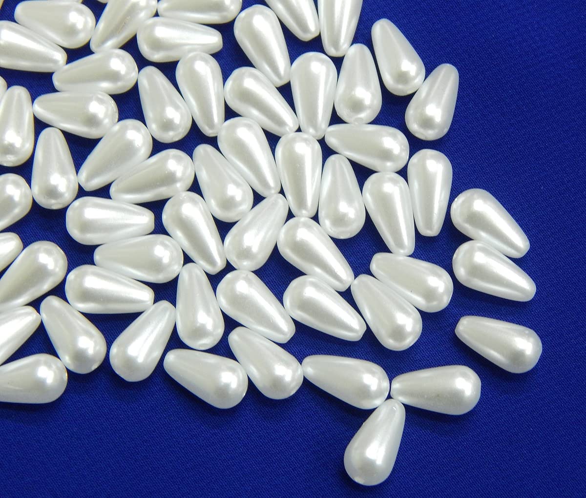 Perlin Cultured Pearls, Imitation Pearls, Wax Beads, Pack of 200, 10 x 6 mm, White Drops, Faux Pearls, for Wedding Party Decoration, Jewellery, Crafts
