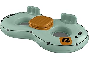 Retrospec Siesta Float Double River Tube for Adults 2 Person - Heavy Duty 600 lbs with Cooler & Cup Holders, Mesh Bottom Infl