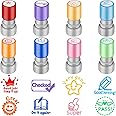 Leinuosen 8 Packs Teacher Stamps Self Inking Grading Motivational Encouraging Stamp for Teachers Appreciation Gift Classroom Homework Test Students Behavior Reward Signature Multicolor(Cute)