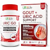 #1 URIC GO Uric Acid Cleanse Support Supplement for G.O.U.T - Natural Kidney Cleanse Detox Formula Chanca Piedra, Celery Seed, Tart Cherry, Cranberry, Pomegranate, Turmeric, Vegan Non-GMO 60 Capsules