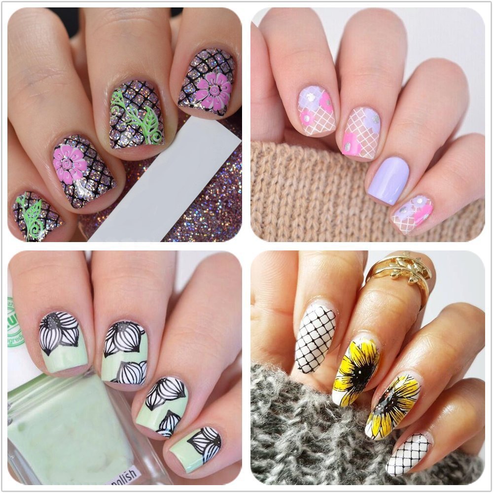 Stanaway 10 Nail Art Stencils Plates Stamping Set Nail gel design Nail art + 1 Stamper And 1 Scraper