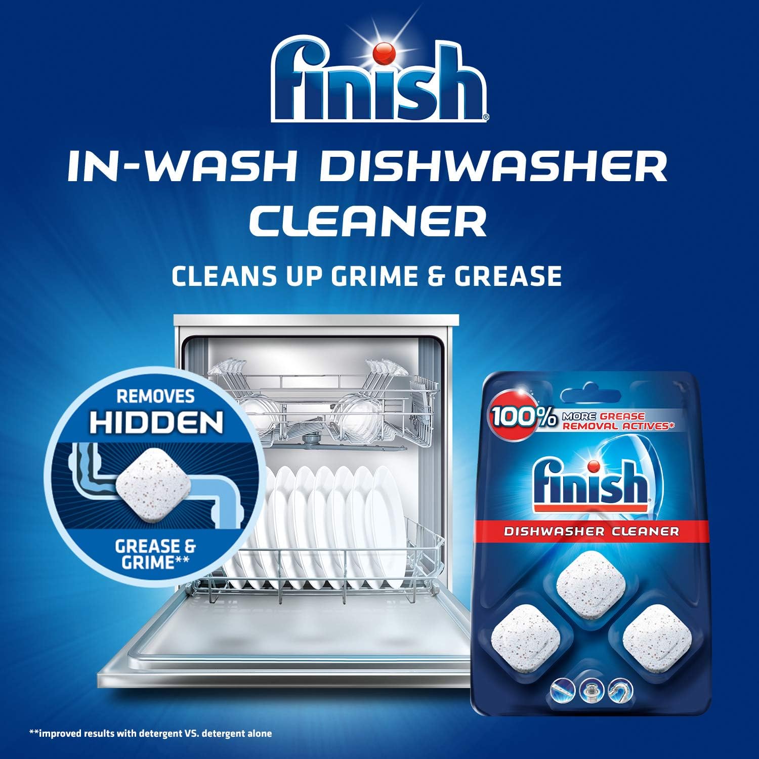 Finish In-Wash Dishwasher Cleaner: Clean Hidden Grease and Grime, 3 ct: Health & Personal Care