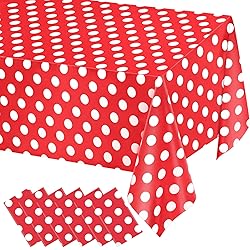 WNINK 6 Pack Red and White Polka Dot Tablecloths