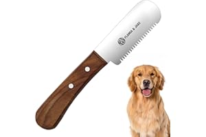 FLAMIA & JABZ Professional Dog Grooming Hand Stripping Knife, Stripper Trimmer Tool, Red Meranti Wooded Handle non slip grip with Tripping Stainless Steel blade (Coarse, Left Handed)
