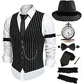 ZeroShop Halloween 1920s Mens Costume Peaky Blinders Roaring 20s Gangster Mobster Outfit