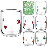 SiliFine Icon Juice Glasses, 14oz Stemless Wine Drinking Juice Glass Cup for Valentine Party Supplies Gift(7 Pcs,Multi-style)