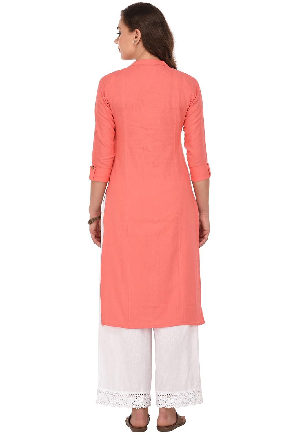 pistaa's women's cotton straight kurti (peach_xs)