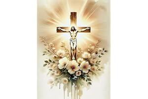 WUSARPLY Religious Stamped Cross Stitch Kits - Jesus Christ Needlepoint Counted Cross Stitch Kits for Beginners Adults Flowers Patterns Dimensions Needlecrafts Embroidery Kits Arts and Crafts