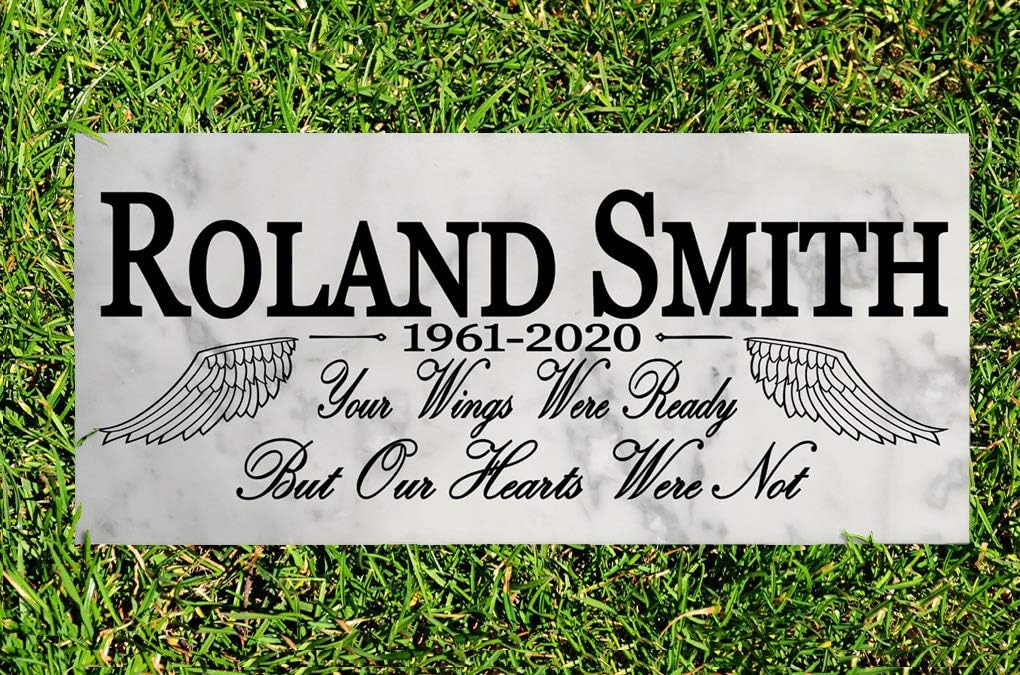 Plaques & Wall Art - Personalized Memorial In Loving Memory Garden Stone Gift Custom Loved One Memory Sign Outdoor Remembrance Plaque (Your Wings Were Ready)