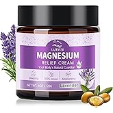 Magnesium Body Lotion - Magnesium Cream [NATURAL & ORGANIC] Lavender Magnesium Lotion for Sleep,Muscle Pain, Leg Cramps, Topical Magnesium Balm with Shea Butter, Coconut Oil, Vitamin E, Safe for Kids