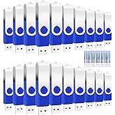 20PCS 4GB Bulk Flash Drives EASTBULL USB 2.0 Metal 4GB Flash Drive Bulk Thumb Drive Pack Swivel USB Drives Pack (Blue 20Pack)