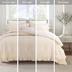 ALEISSEL Beige Comforter Queen Size Seersucker