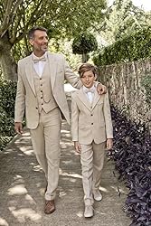 HUUTOE Mens Linen Suits 3 Piece Beach Wedding